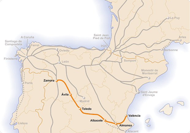 Mapa del Camino de Levante