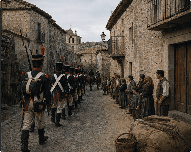 Tropas francesas en una calle del municipio